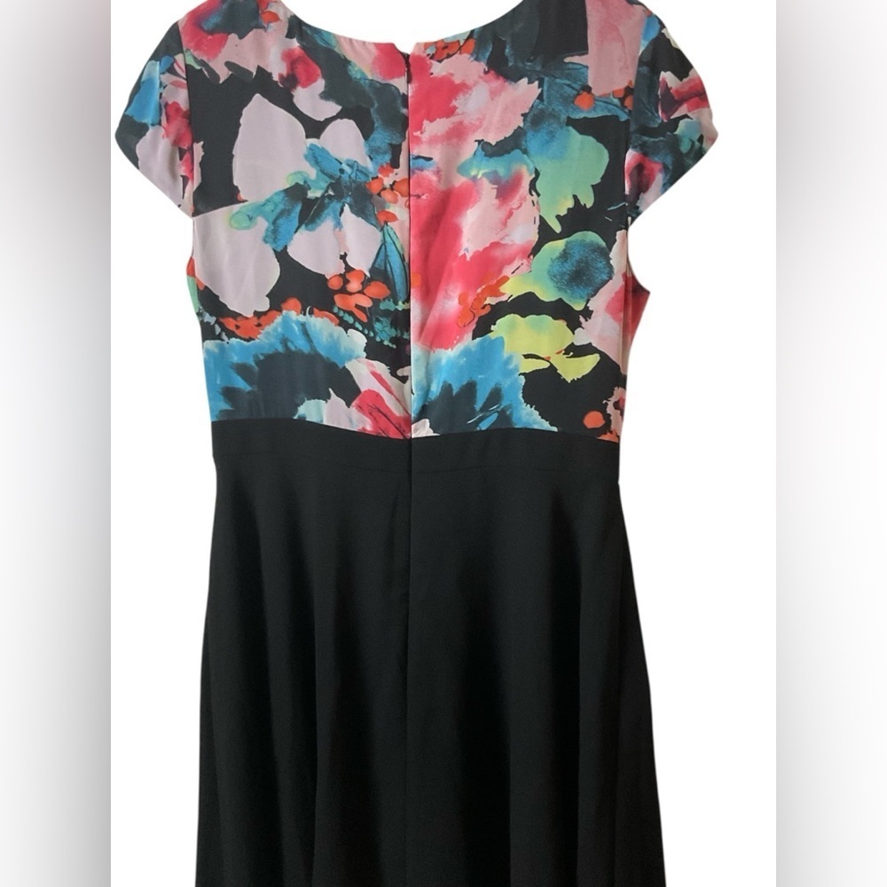 Tahari Multicolor Floral Top Black Skirt Dress - Picture 3 of 9